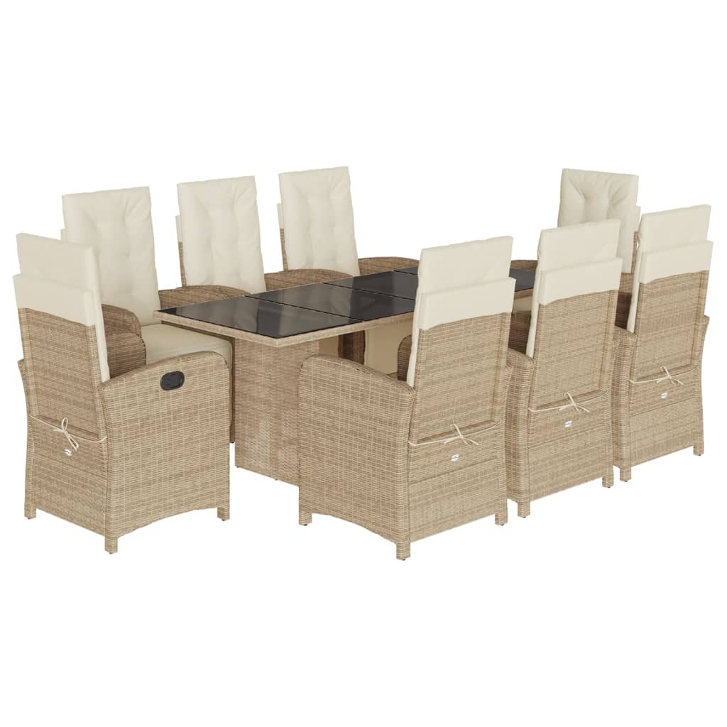 Hagespisegruppe med puter 9 deler polyrotting beige