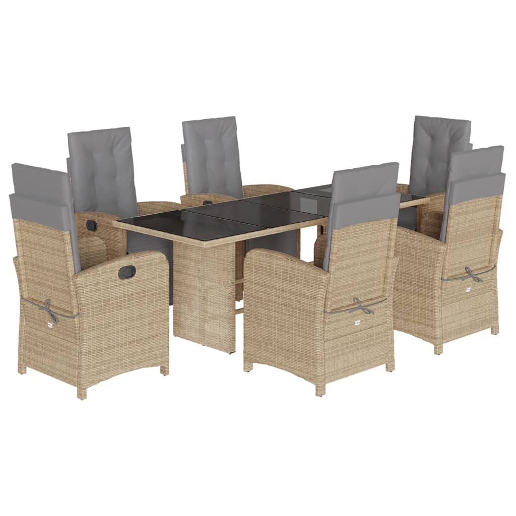 Hagespisegruppe med puter 7 deler polyrotting beige