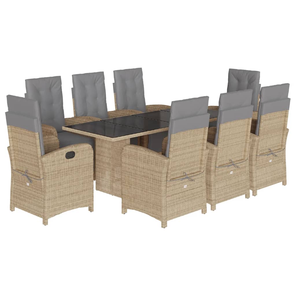 Hagespisegruppe med puter 9 deler polyrotting beige