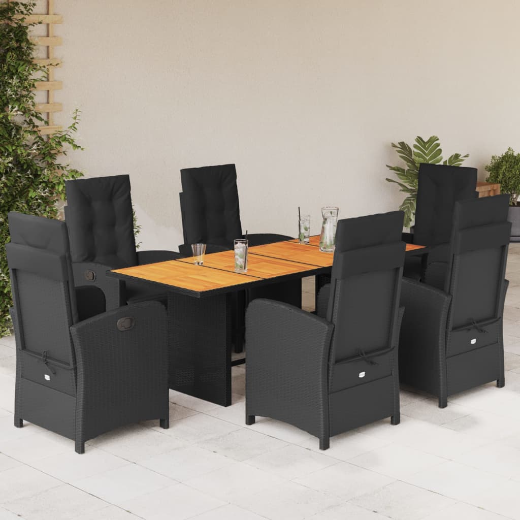 Hagespisegruppe med puter 7 deler polyrotting svart