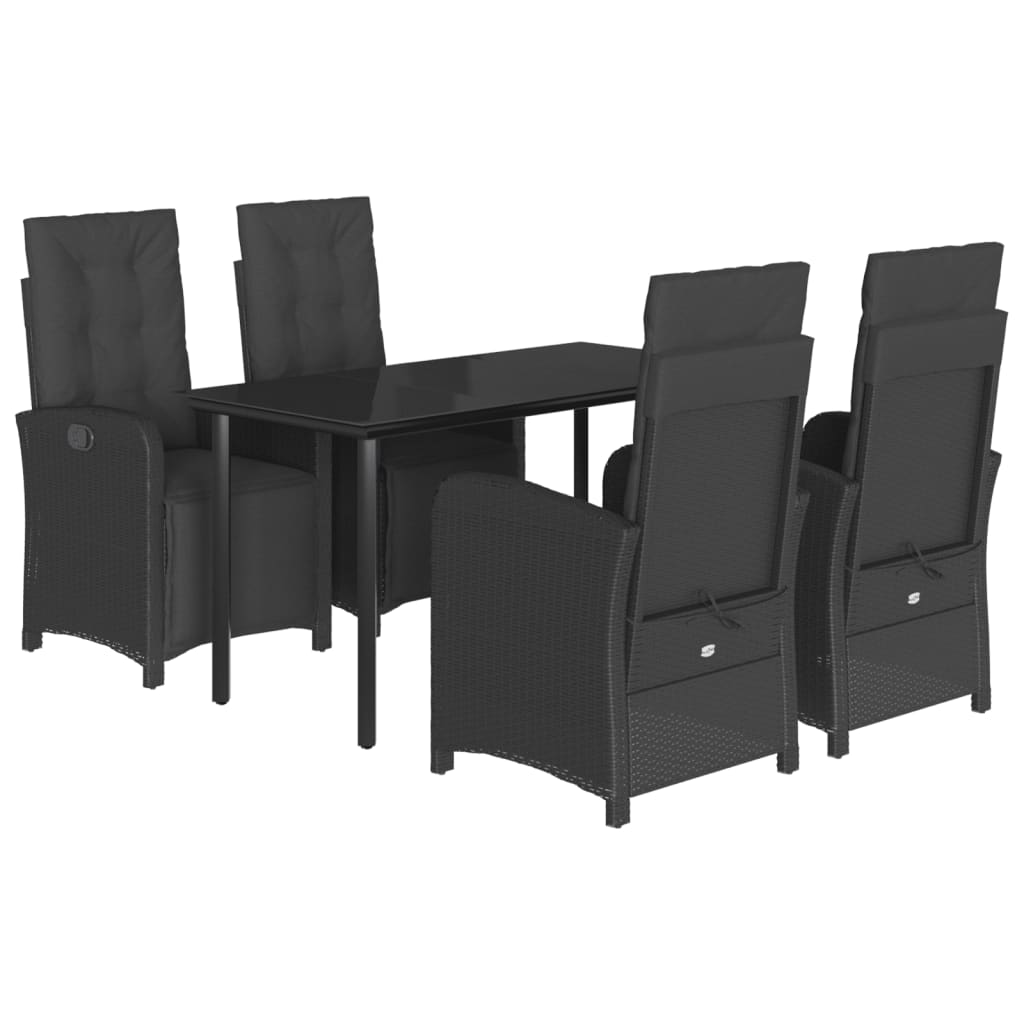 Hagespisegruppe med puter 5 deler svart polyrotting