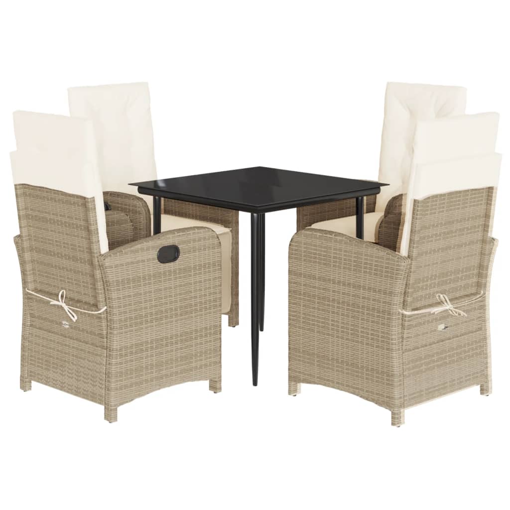 Hagespisegruppe med puter 5 deler polyrotting beige