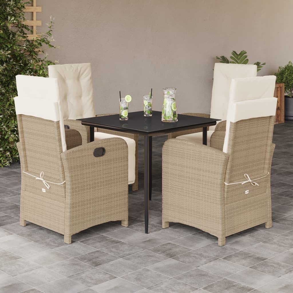Hagespisegruppe med puter 5 deler polyrotting beige