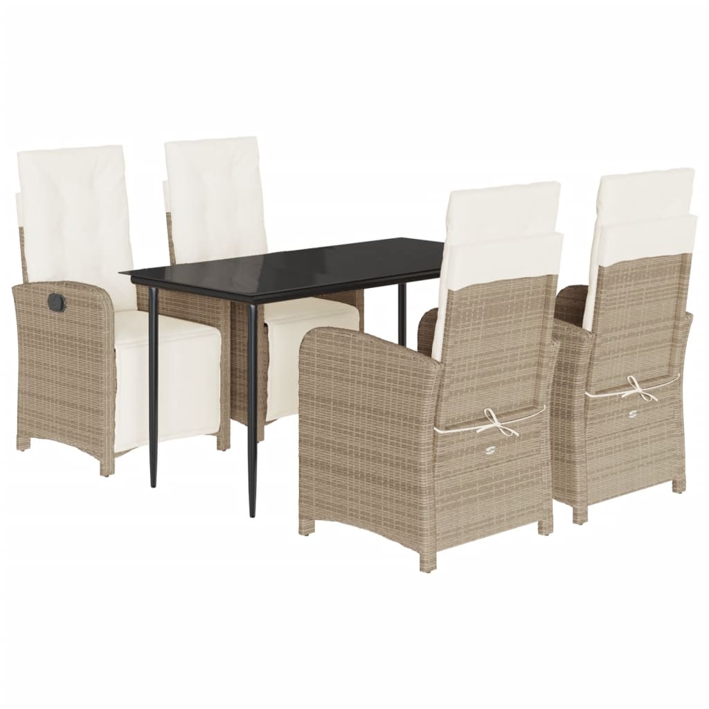 Hagespisegruppe med puter 5 deler polyrotting beige