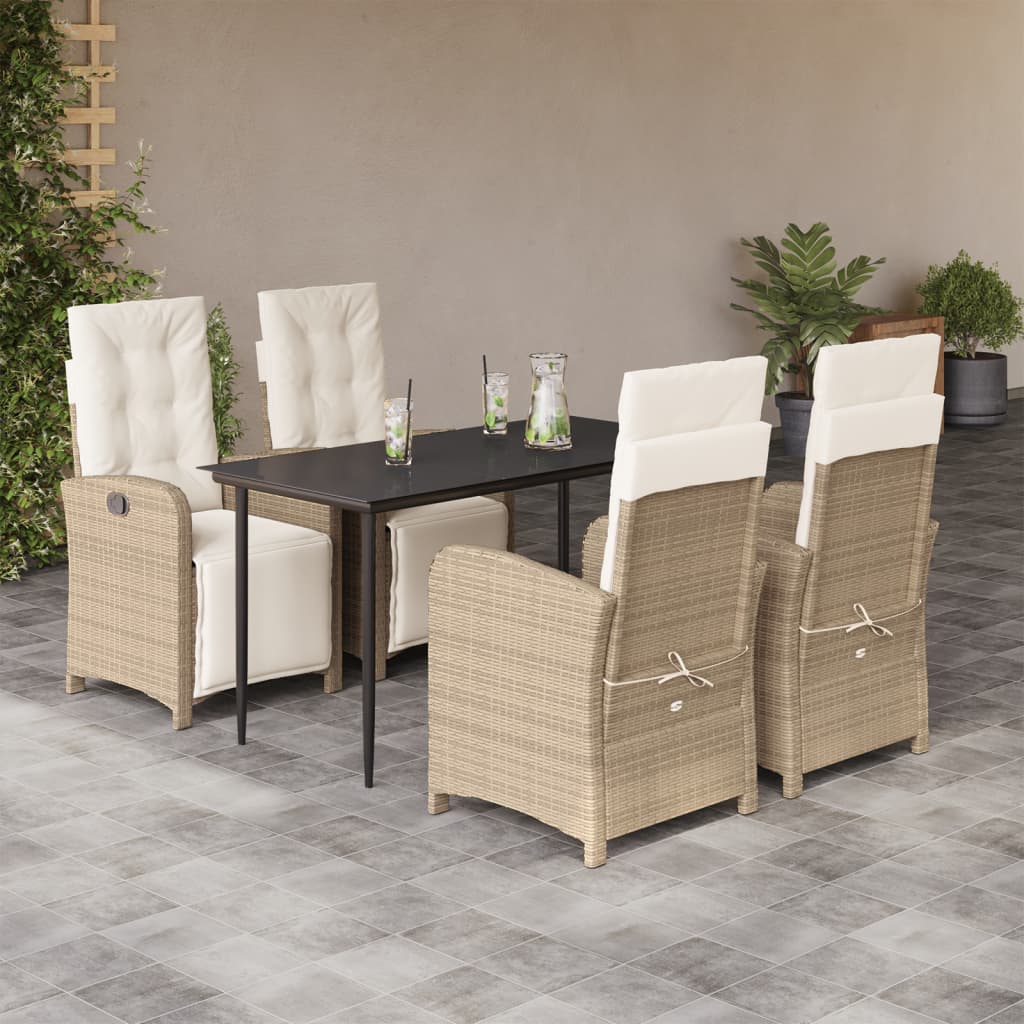 Hagespisegruppe med puter 5 deler polyrotting beige