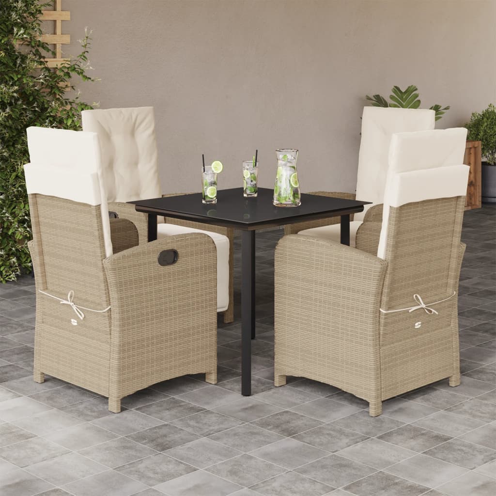 Hagespisegruppe med puter 5 deler polyrotting beige