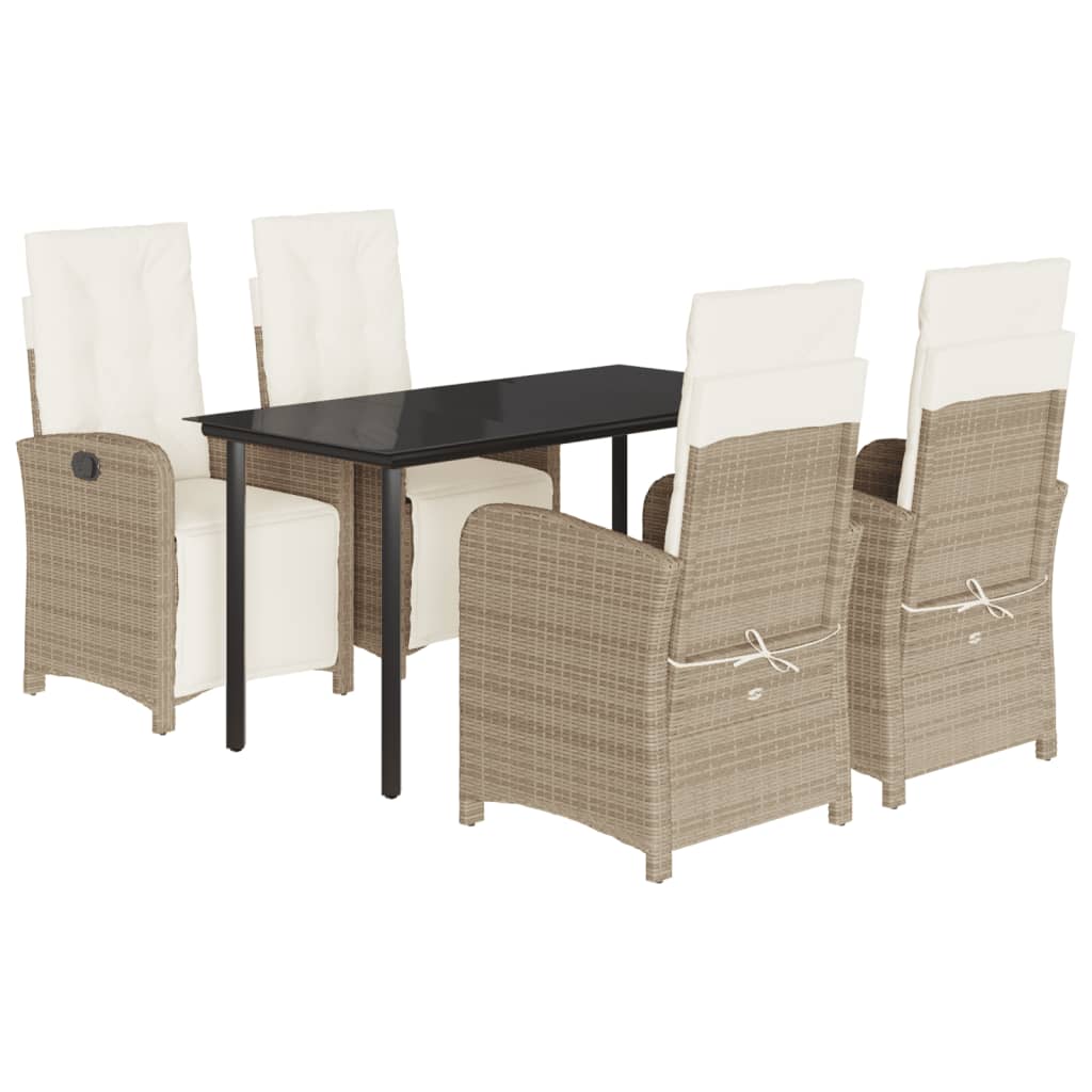 Hagespisegruppe med puter 5 deler polyrotting beige