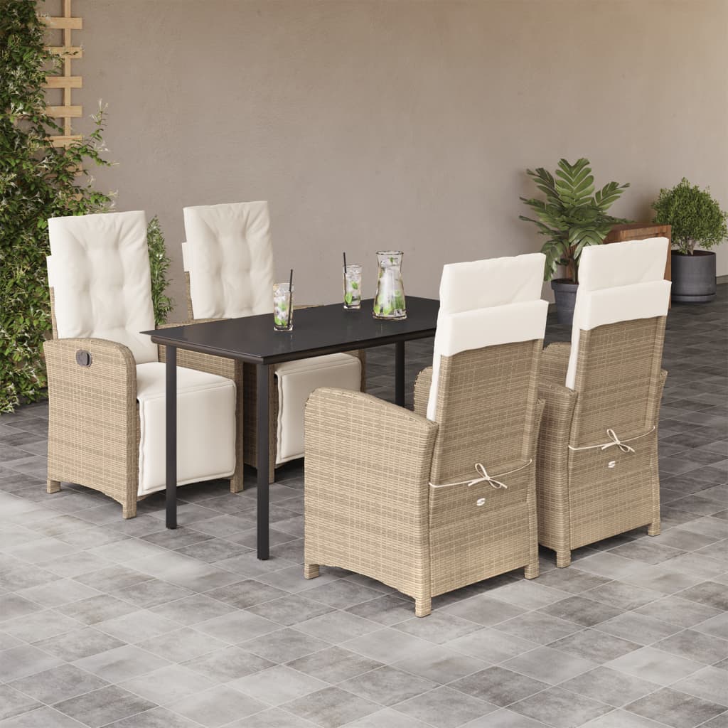 Hagespisegruppe med puter 5 deler polyrotting beige