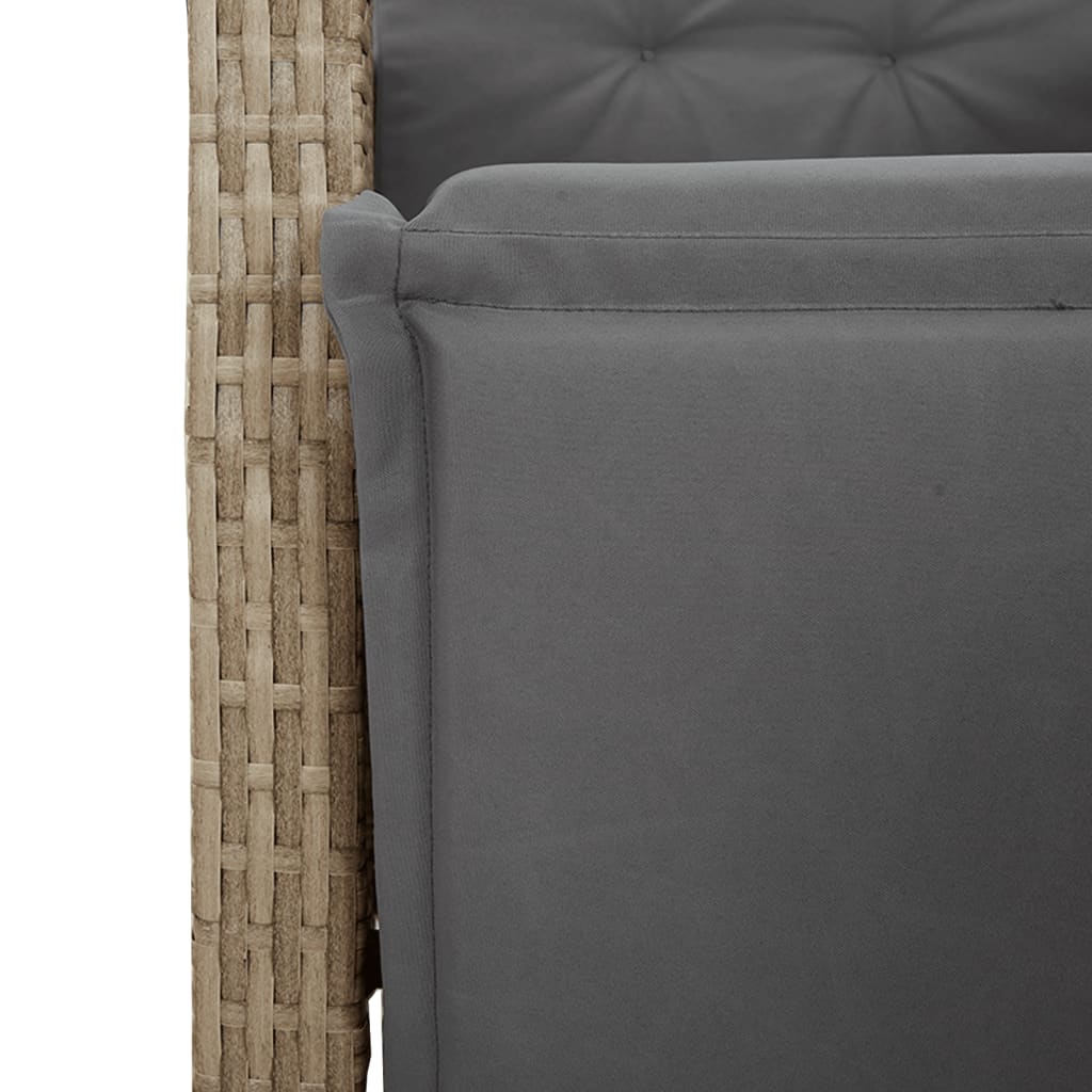 Bistrosett 3 deler med puter beige polyrotting