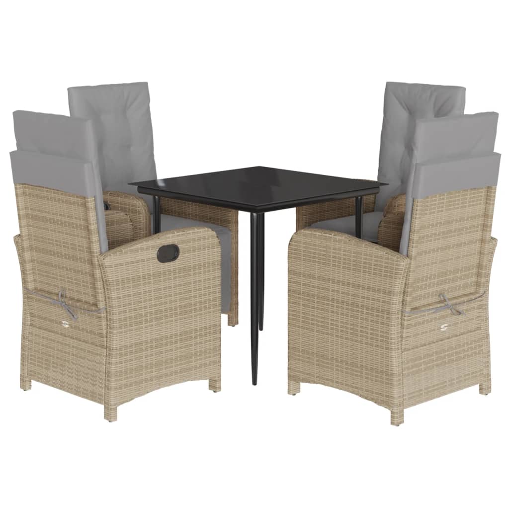 Hagespisegruppe med puter 5 deler polyrotting beige
