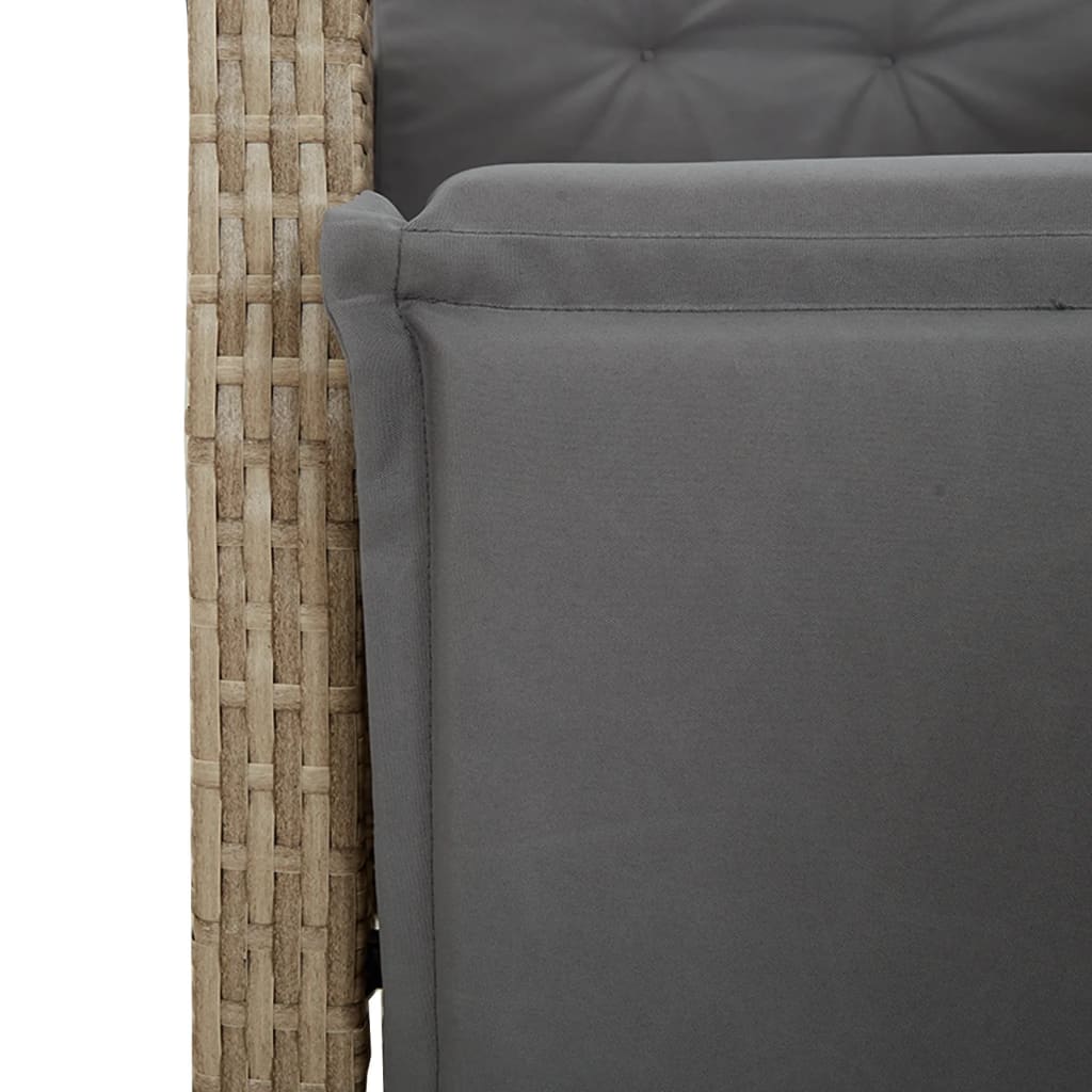Bistrosett 3 deler med puter beige polyrotting