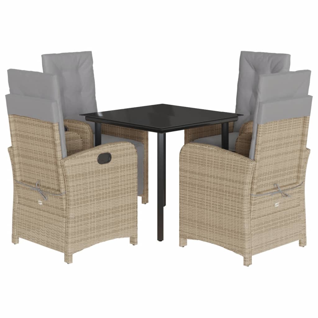 Hagespisegruppe med puter 5 deler polyrotting beige