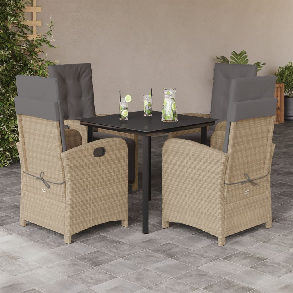 Hagespisegruppe med puter 5 deler polyrotting beige