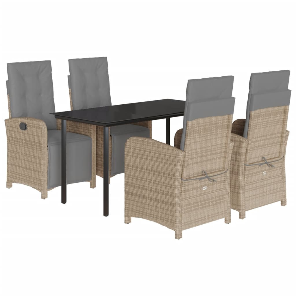Hagespisegruppe med puter 5 deler polyrotting beige