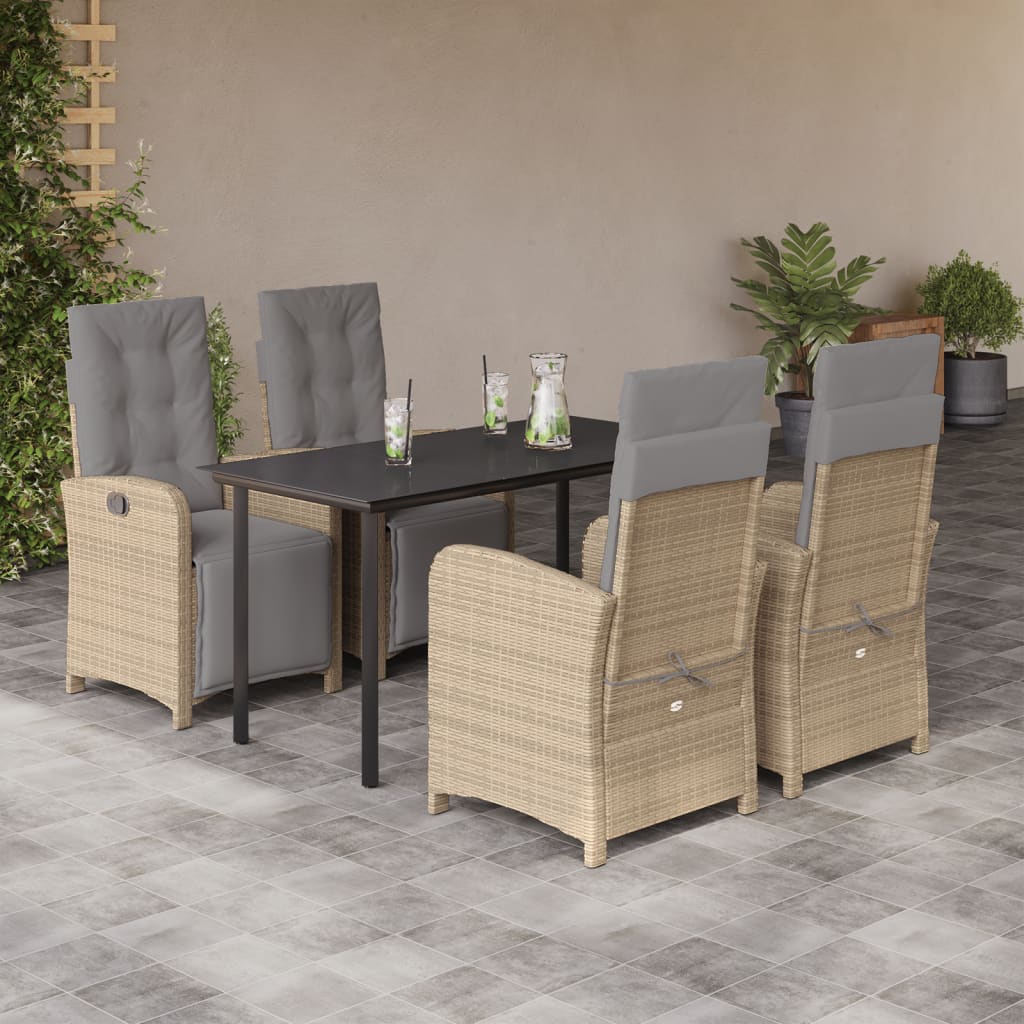 Hagespisegruppe med puter 5 deler polyrotting beige