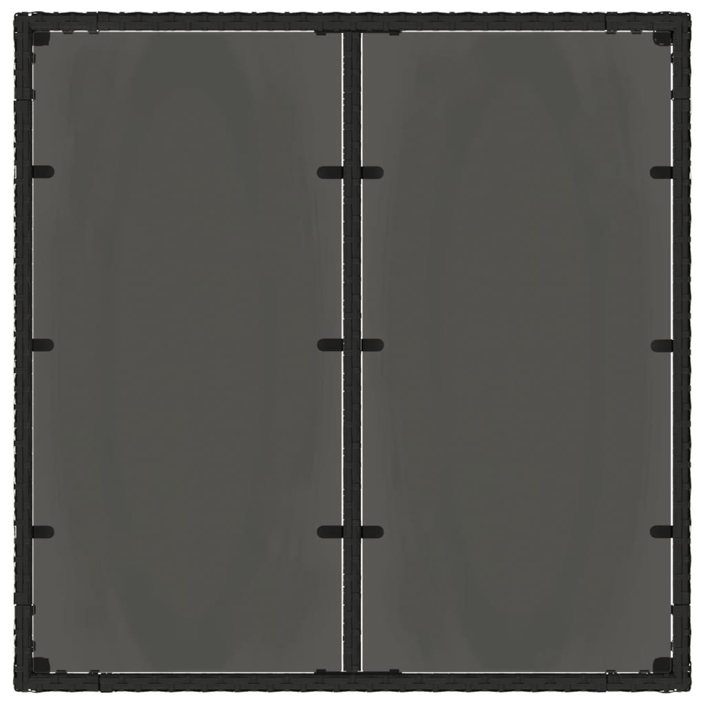 Hagebord med glassplate svart 90x90x75 cm polyrotting