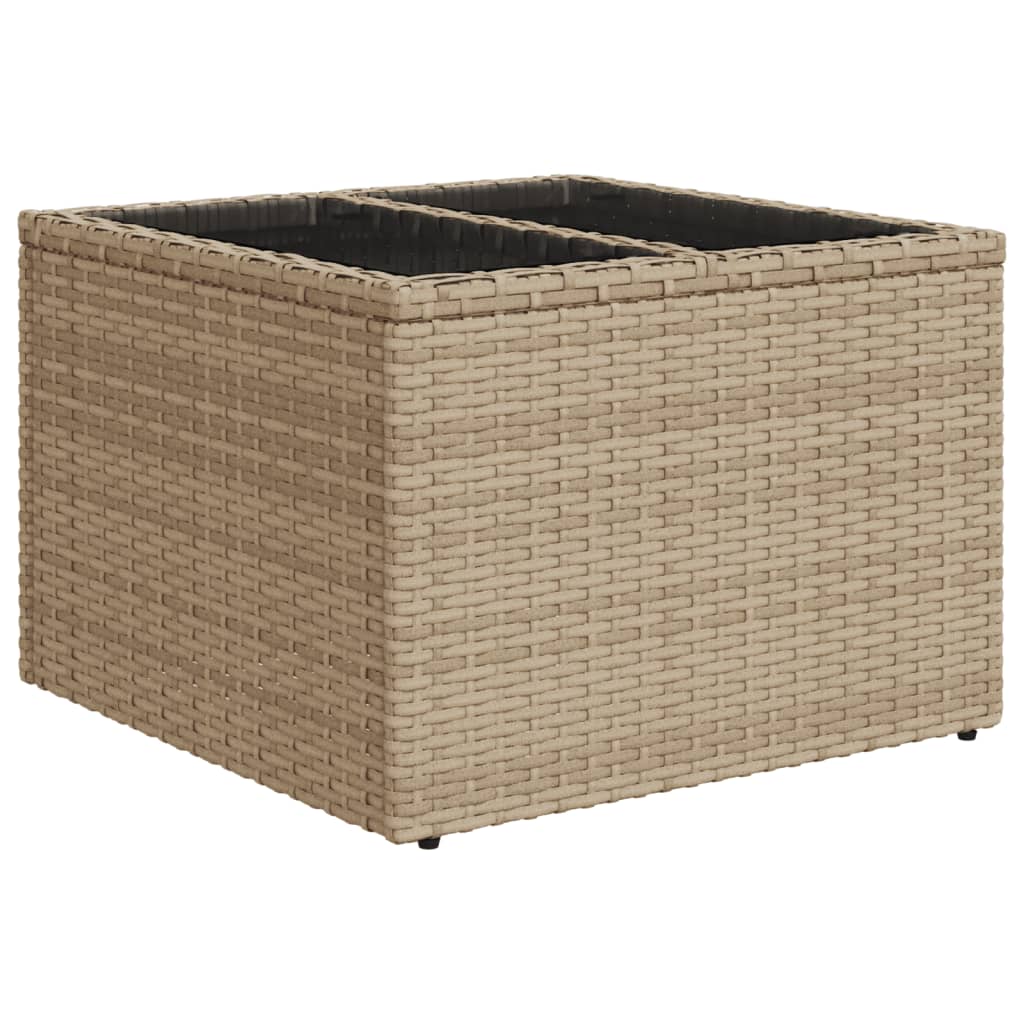 Hagebord med glassplate beige 55x55x37 cm polyrotting