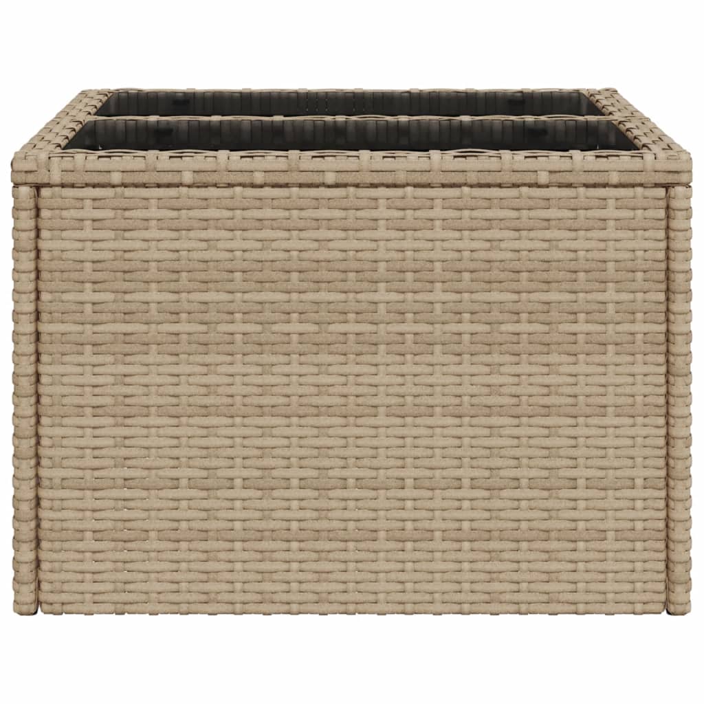 Hagebord med glassplate beige 55x55x37 cm polyrotting
