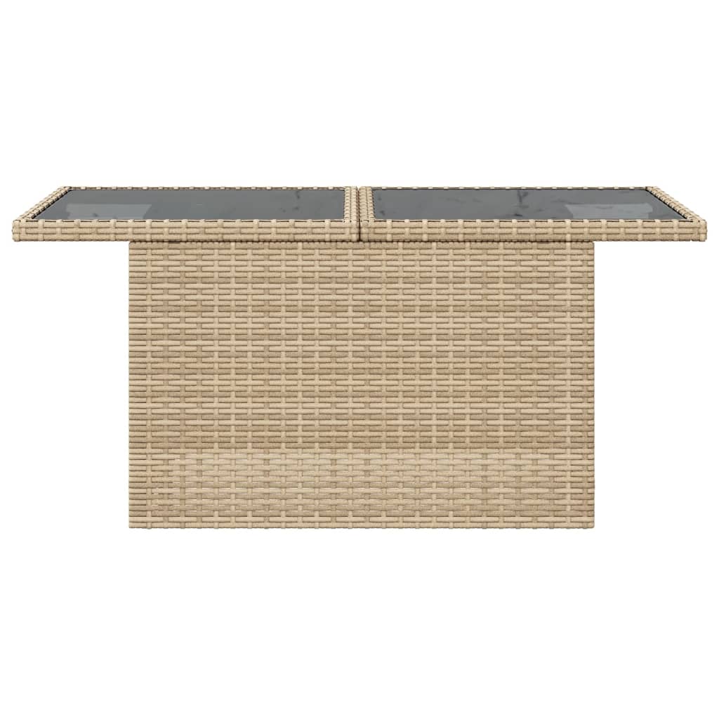 Hagebord med glassplate beige 100x55x73 cm polyrotting
