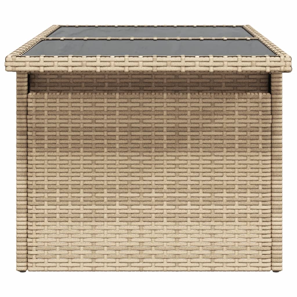 Hagebord med glassplate beige 100x55x73 cm polyrotting