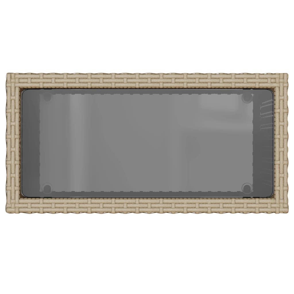 Hagebord med glassplate beige 58x27,5x55 cm polyrotting