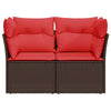 Hagesofa med puter 2-seters brun polyrotting