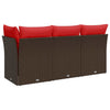 Hagesofa med puter 3-seters brun polyrotting