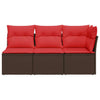 Hagesofa med puter 3-seters brun polyrotting
