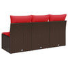 Hagesofa med puter 3-seters brun polyrotting