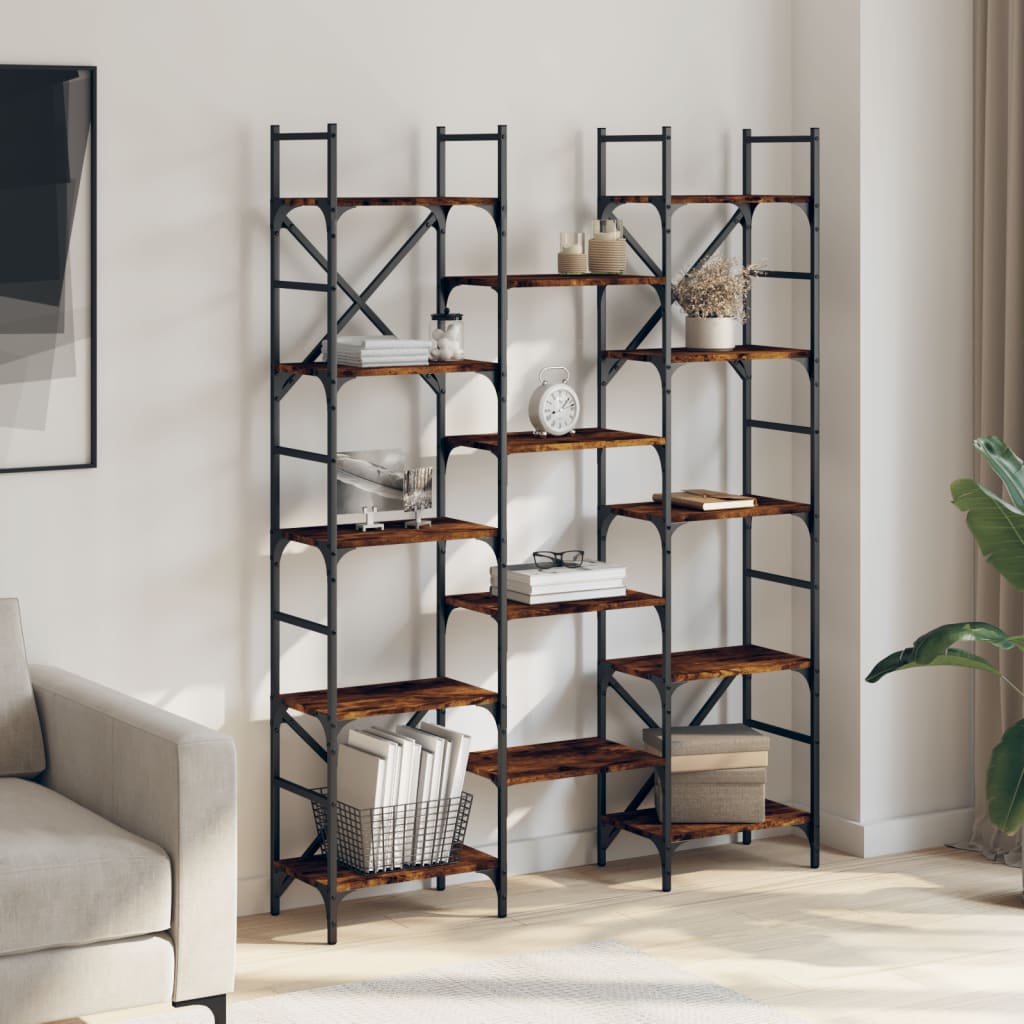 Bokhylle røkt eik 127,5x28,5x172,5 cm konstruert tre