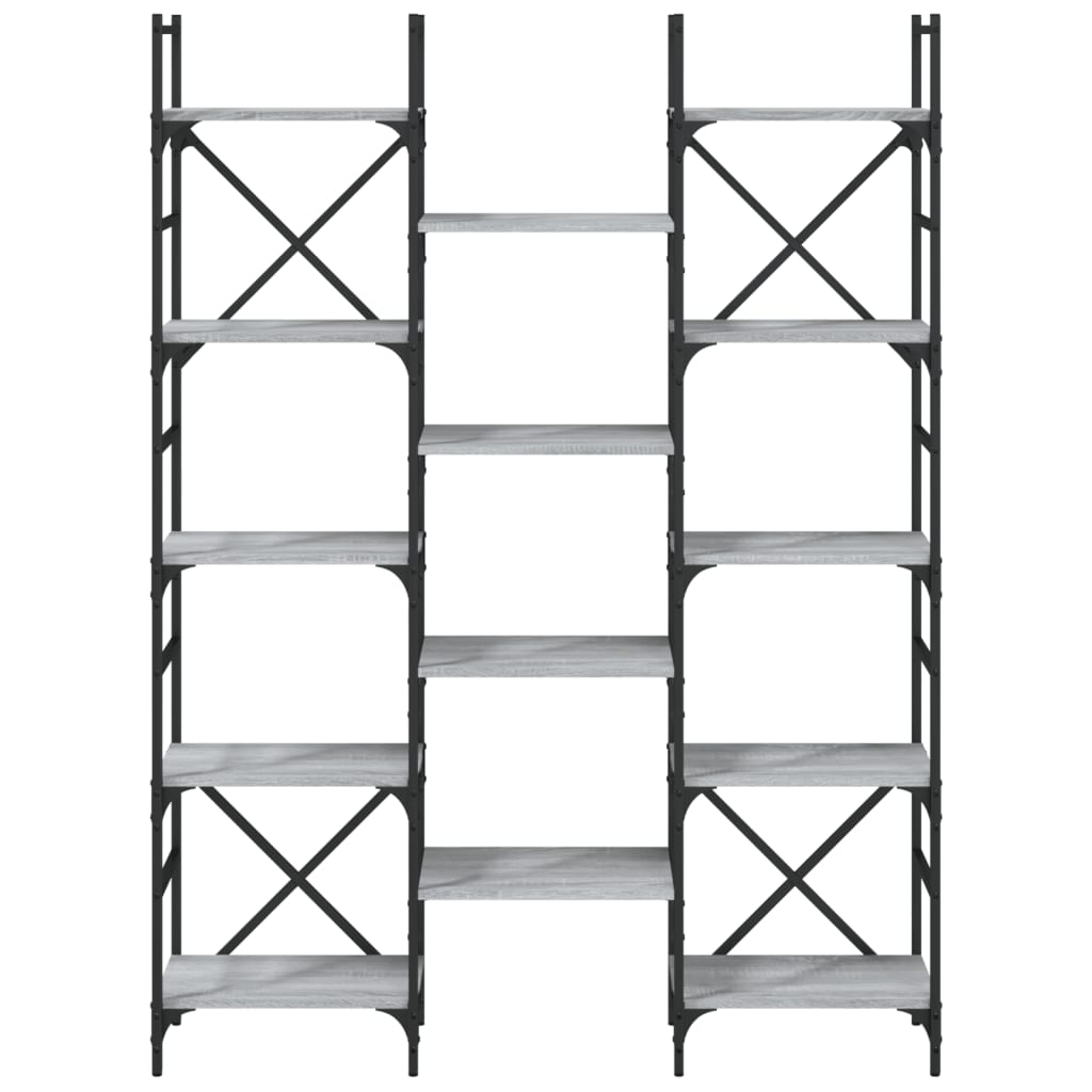 Bokhylle grå sonoma 127,5x28,5x172,5 cm konstruert tre