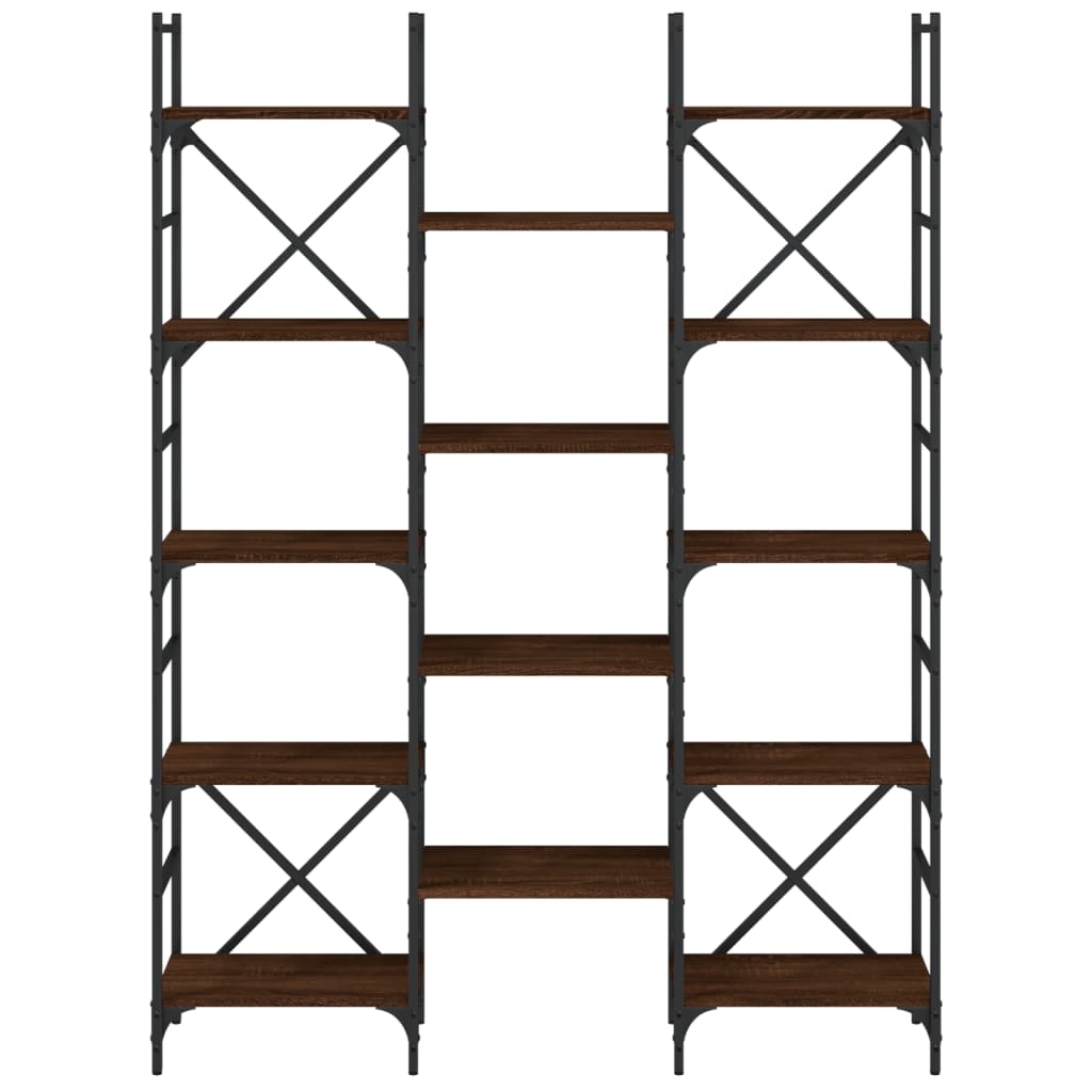 Bokhylle brun eik 127,5x28,5x172,5 cm konstruert tre
