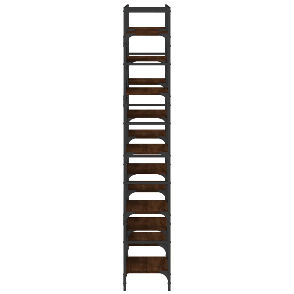 Bokhylle brun eik 127,5x28,5x172,5 cm konstruert tre