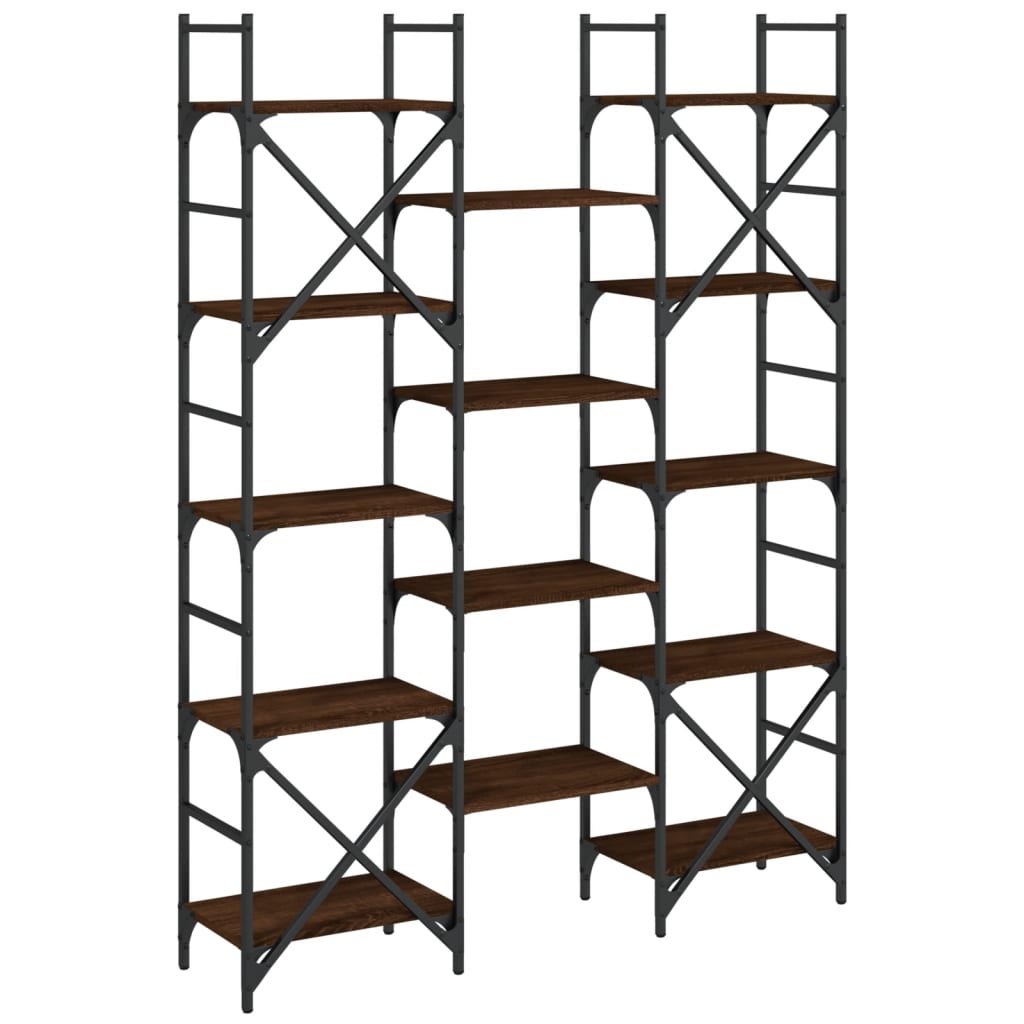 Bokhylle brun eik 127,5x28,5x172,5 cm konstruert tre