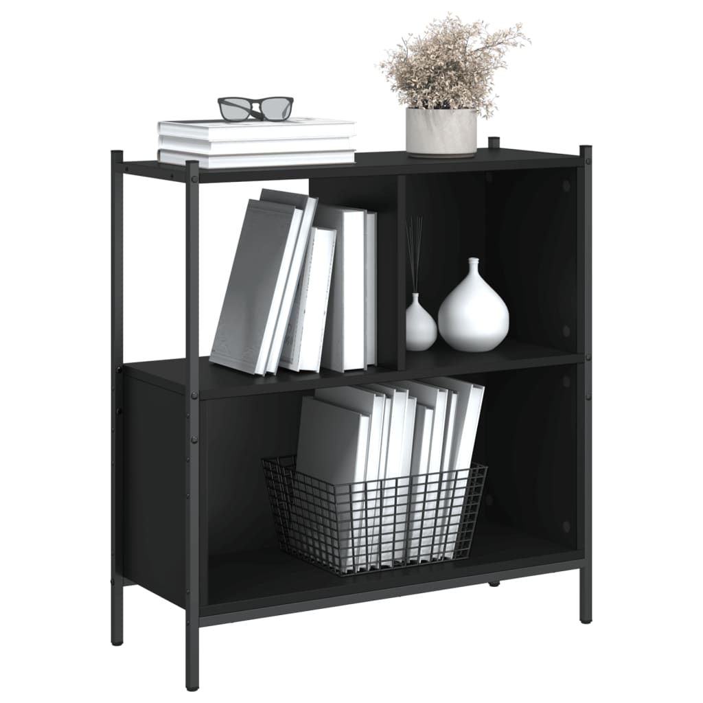 Bokhylle svart 72x28x77,5 cm konstruert tre