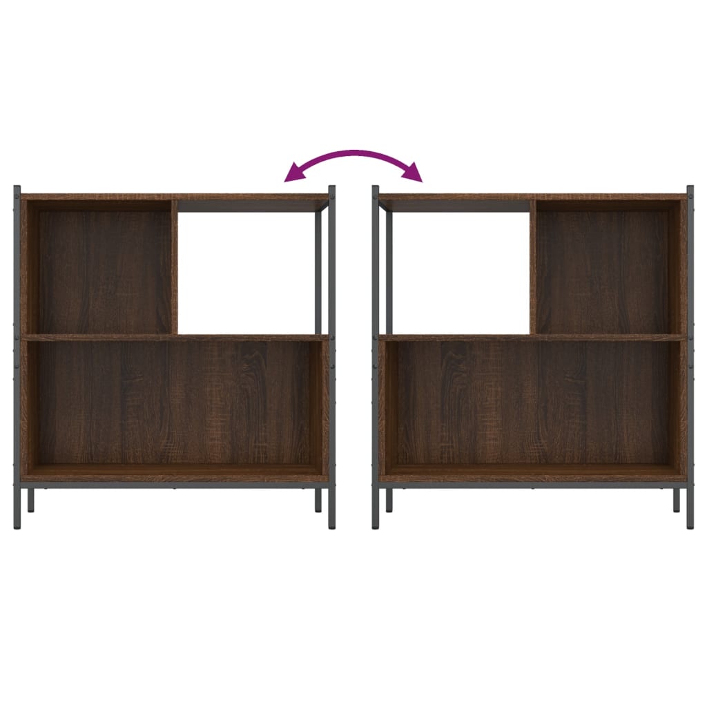 Bokhylle brun eik 72x28x77,5 cm konstruert tre