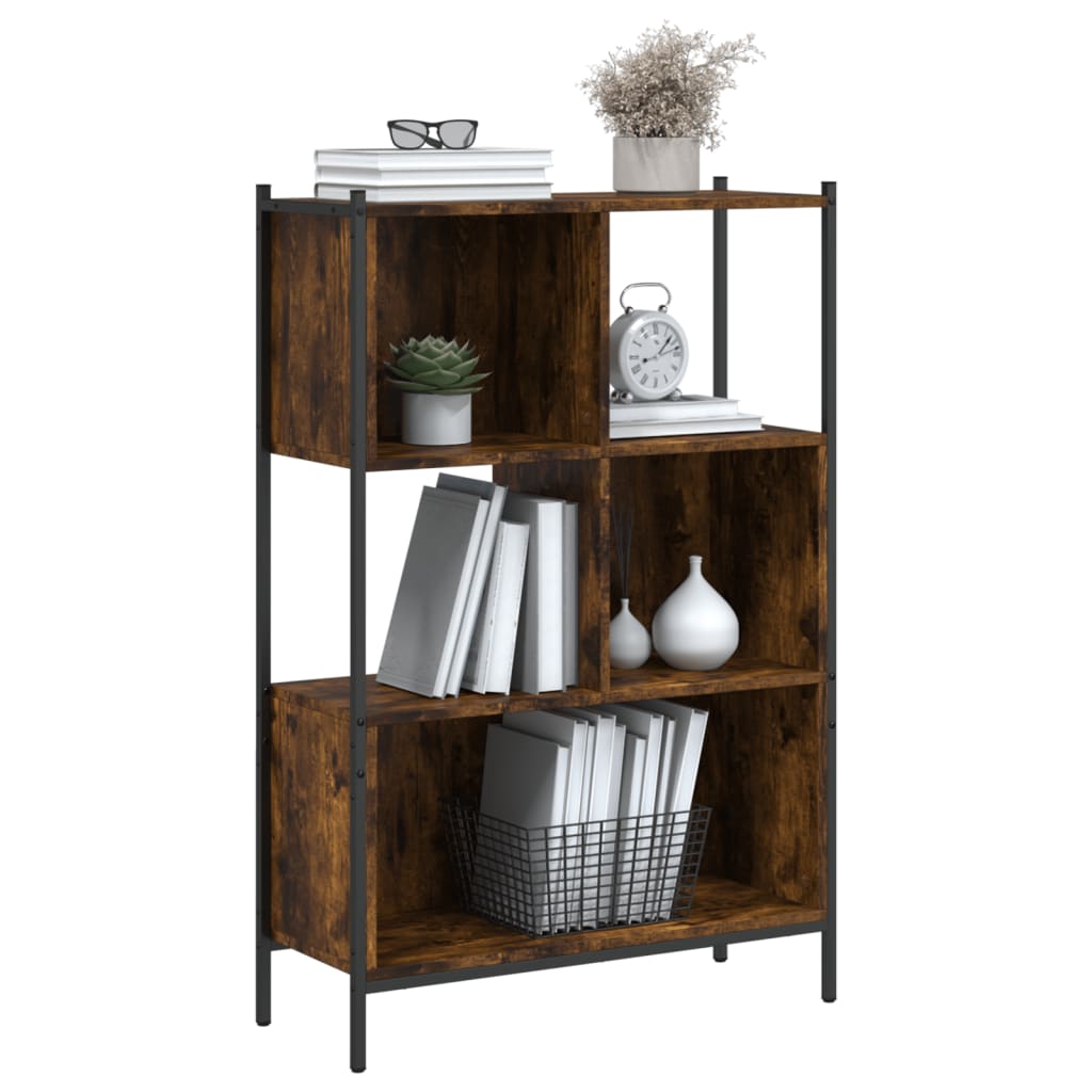 Bokhylle røkt eik 72x28x109 cm konstruert tre