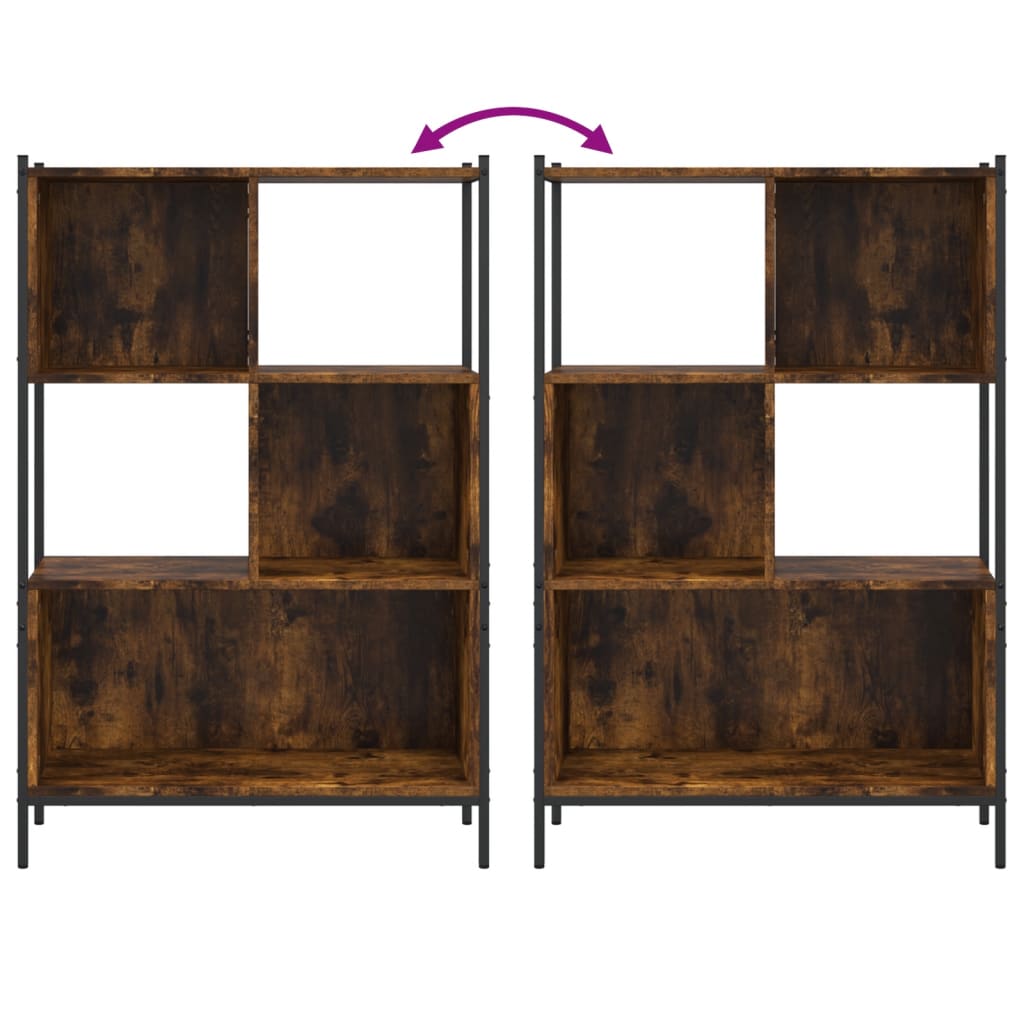 Bokhylle røkt eik 72x28x109 cm konstruert tre