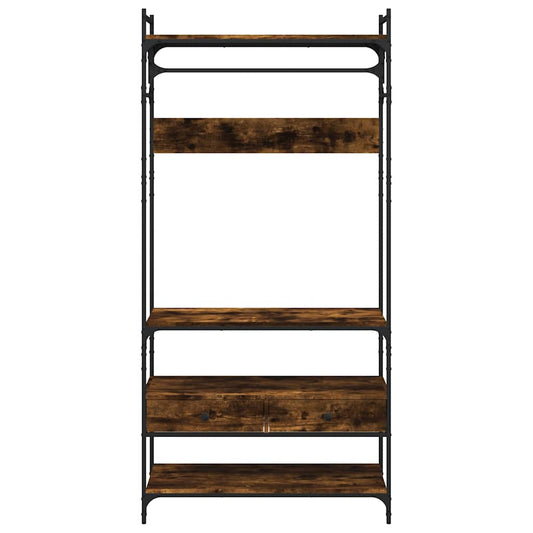 Garderobe med skuffer røkt eik 89x39x184,5 cm konstruert tre