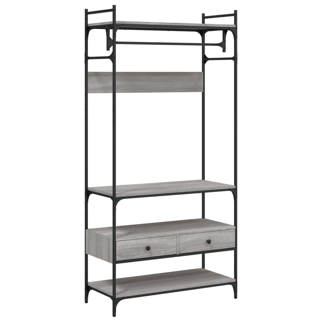 Garderobe med skuffer grå sonoma 89x39x184,5 cm konstruert tre