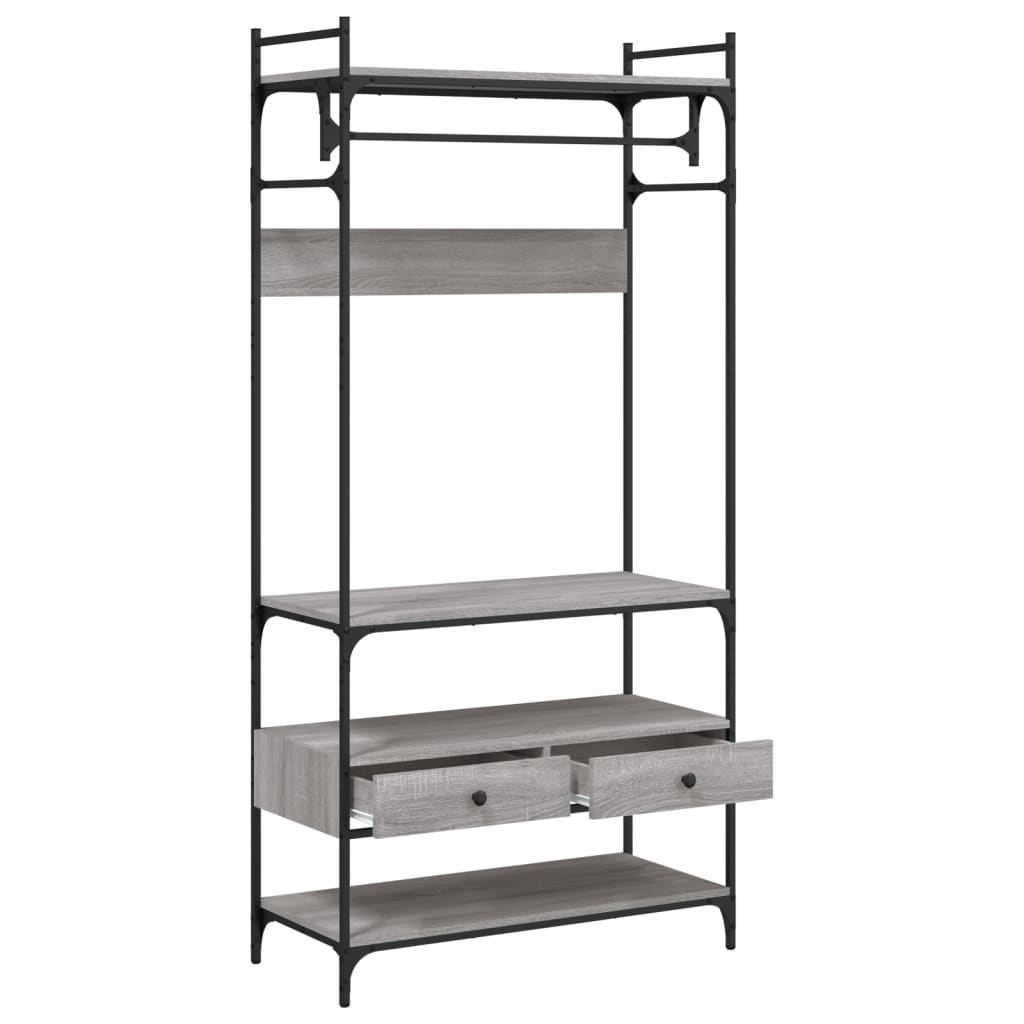 Garderobe med skuffer grå sonoma 89x39x184,5 cm konstruert tre