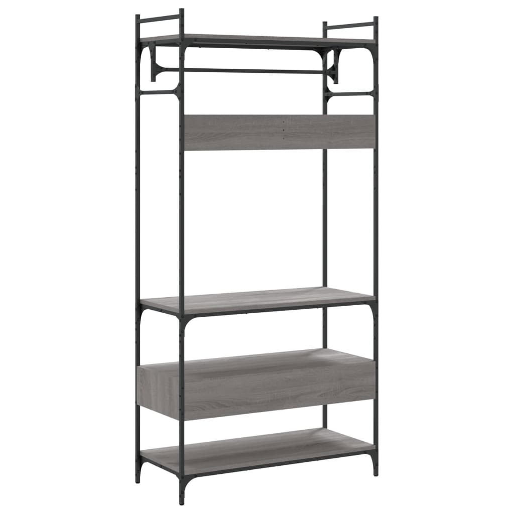 Garderobe med skuffer grå sonoma 89x39x184,5 cm konstruert tre