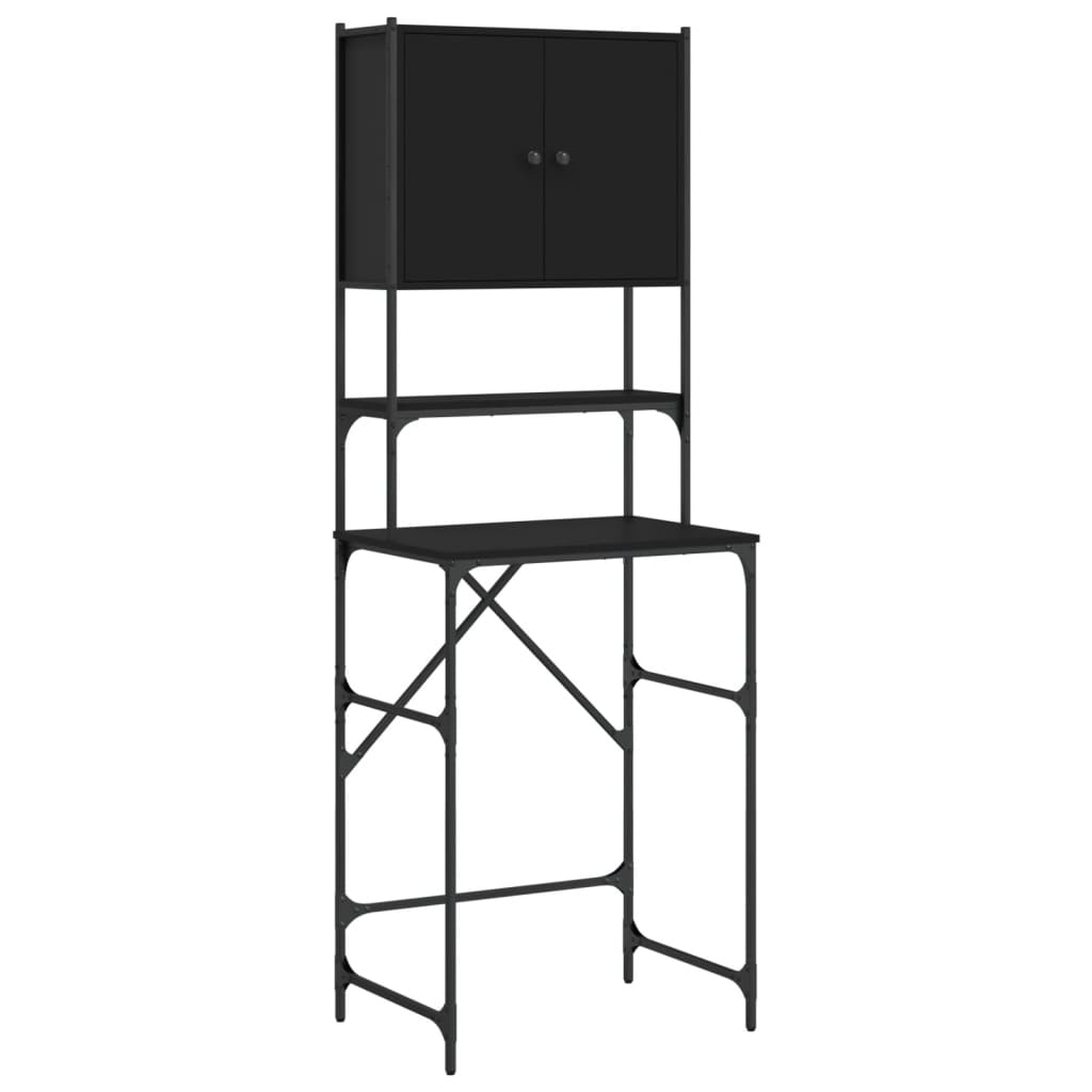 Vaskemaskinskap svart 68x48,5x194 cm