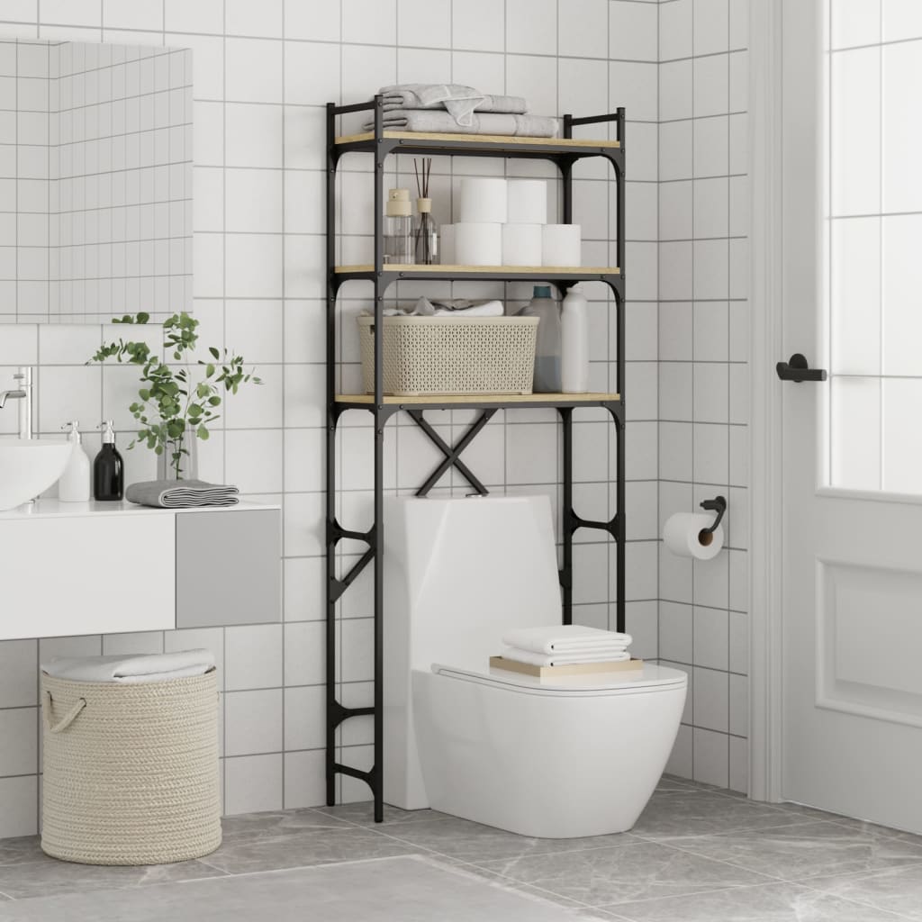 Vaskemaskinhylle sonoma eik 67x25x163 cm sponplate