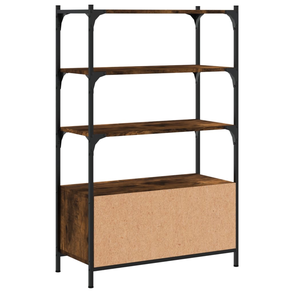 Bokhylle 3 etasjer røkt eik 70x30x109,5 cm konstruert tre