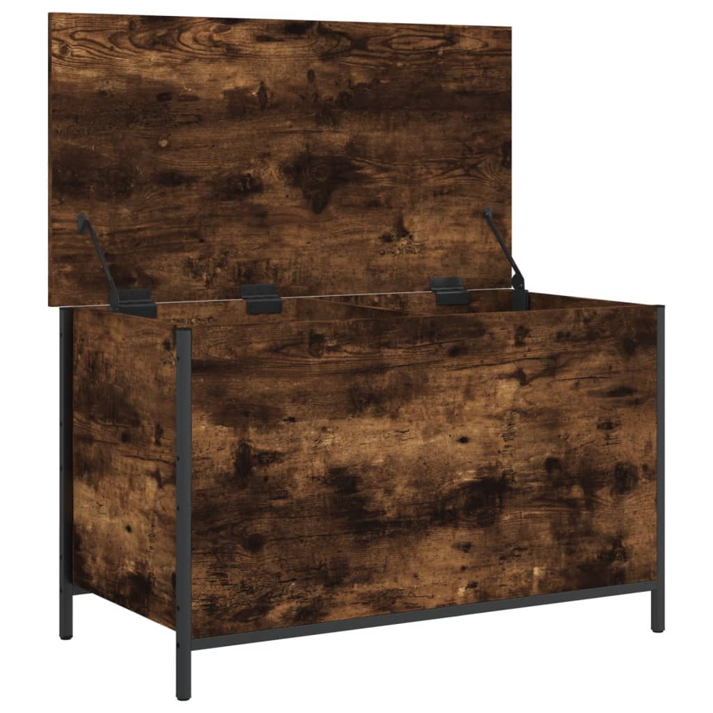 Oppbevaringsbenk røkt eik 80x42,5x50 cm konstruert tre