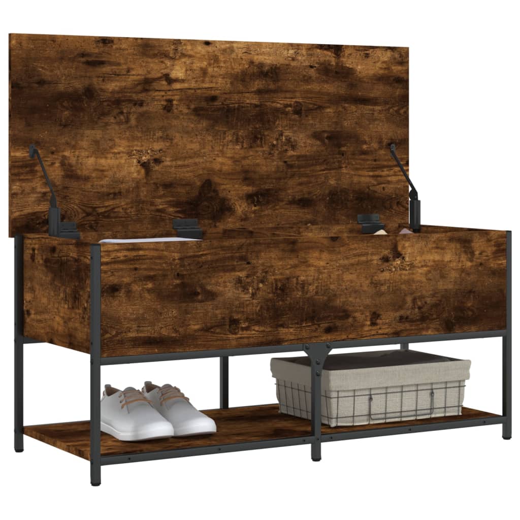 Oppbevaringsbenk røkt eik 100x42,5x47 cm konstruert tre