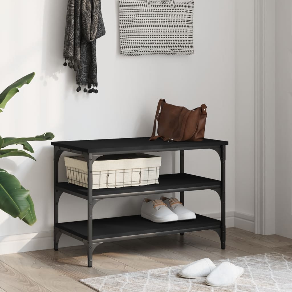 Skobenk svart 70x38,5x49 cm konstruert tre