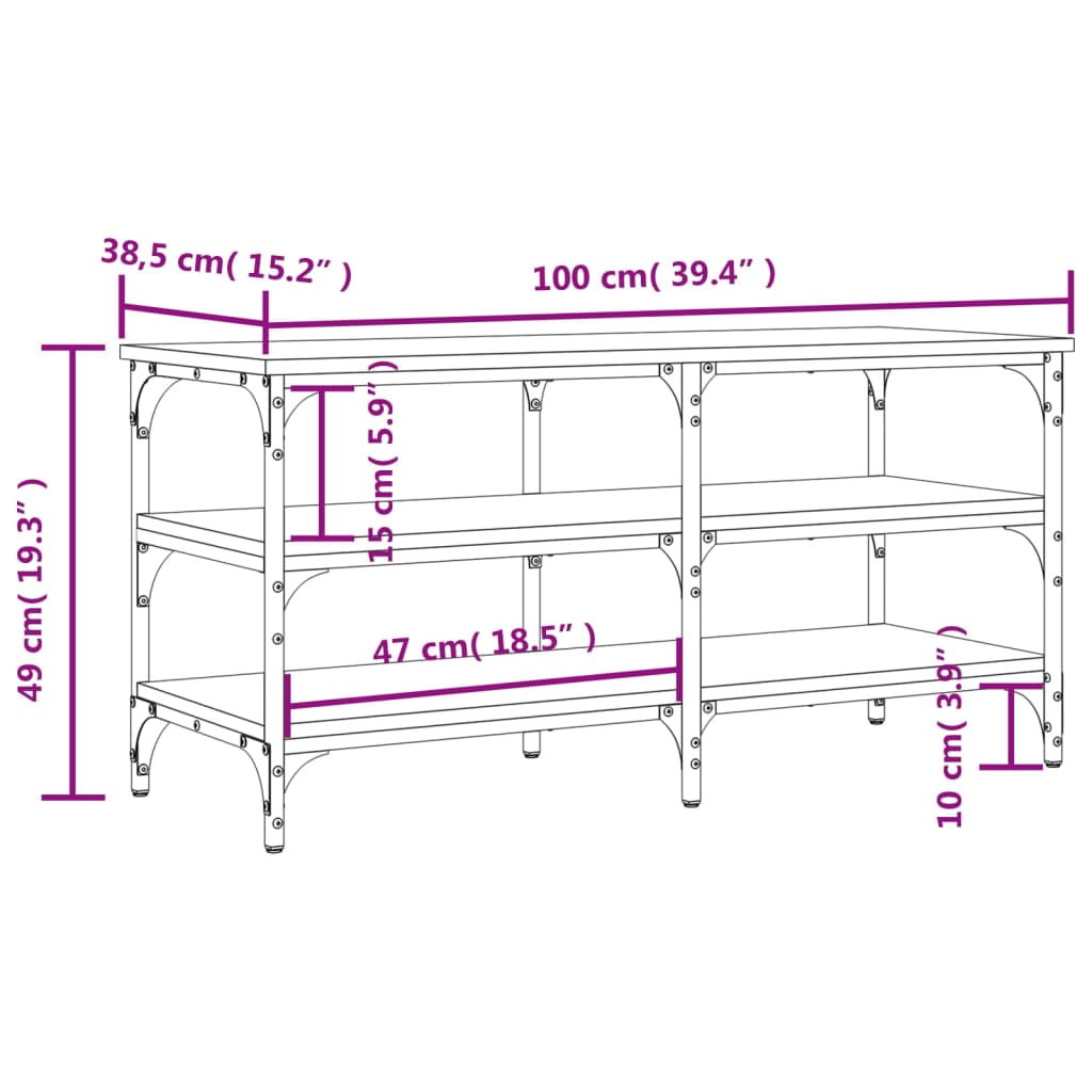 Skobenk brun eik 100x38,5x49 cm konstruert tre