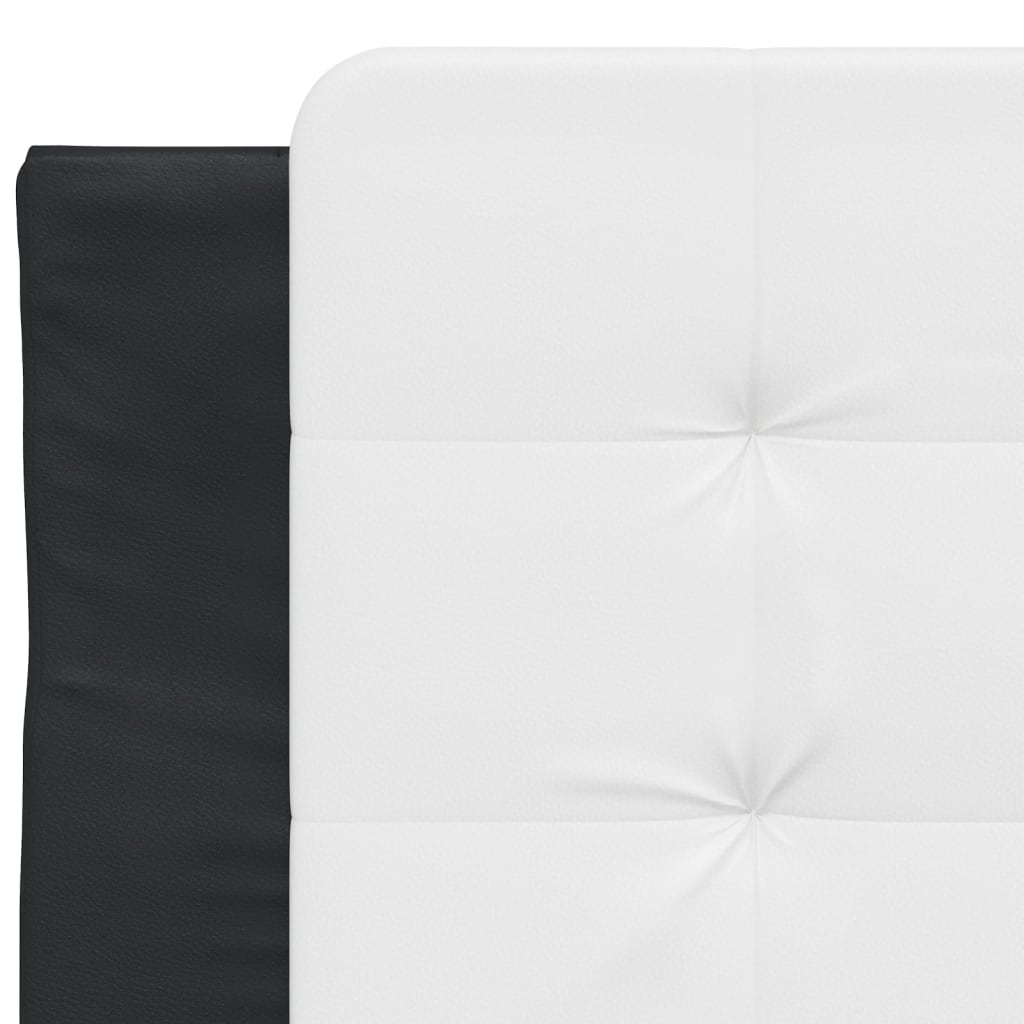 Sengeramme med hodegavl svart og hvit 90x190 cm kunstlær